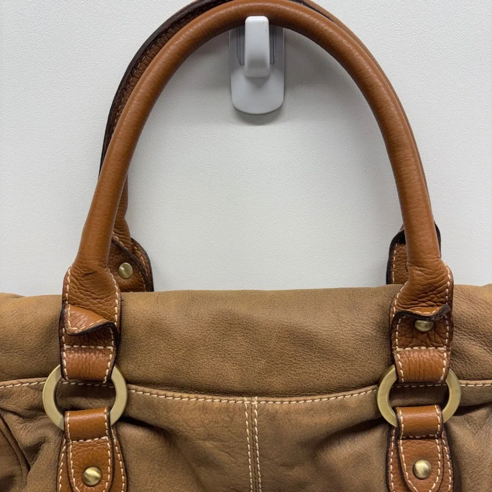 Coldwater Creek Satchel Shoulder Bag Brown Leather Western Boho Slouchy 90s